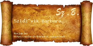 Szlávik Barbara névjegykártya