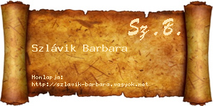 Szlávik Barbara névjegykártya